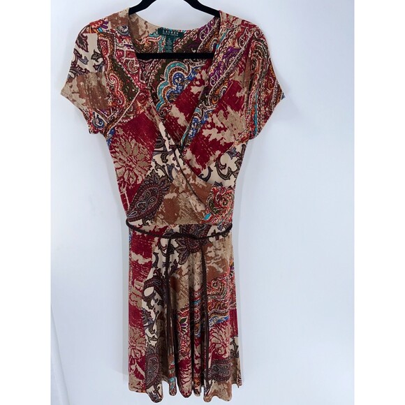 Lauren Ralph Lauren Dresses & Skirts - Women's Lauren Ralph Lauren Crossover Paisley Print Short Sleeve Dress Size 10